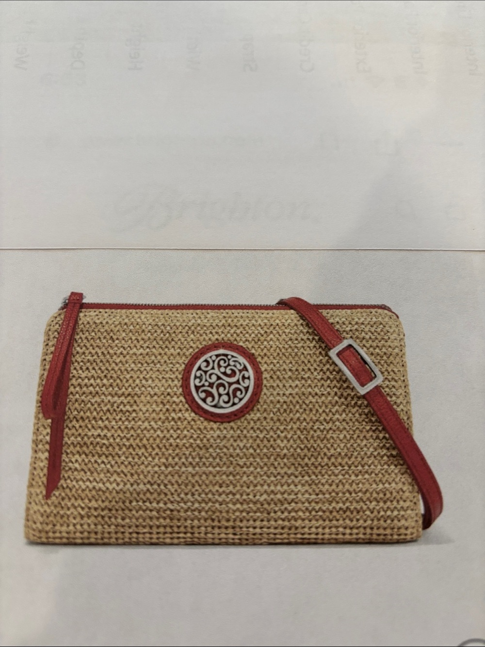 Brighton Natural Straw Crossbody with Red Trim